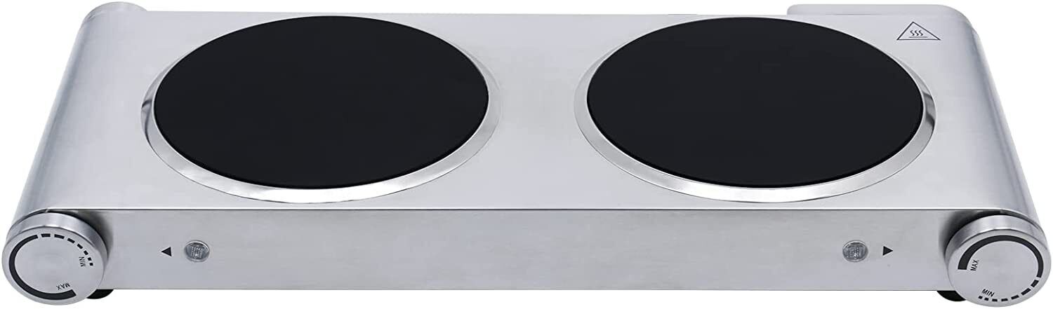 1800W Ceramic Burner Electric Hot Plate Dual Control Infrared Countertop Cooktop - Fresh Stock Dated October 2025