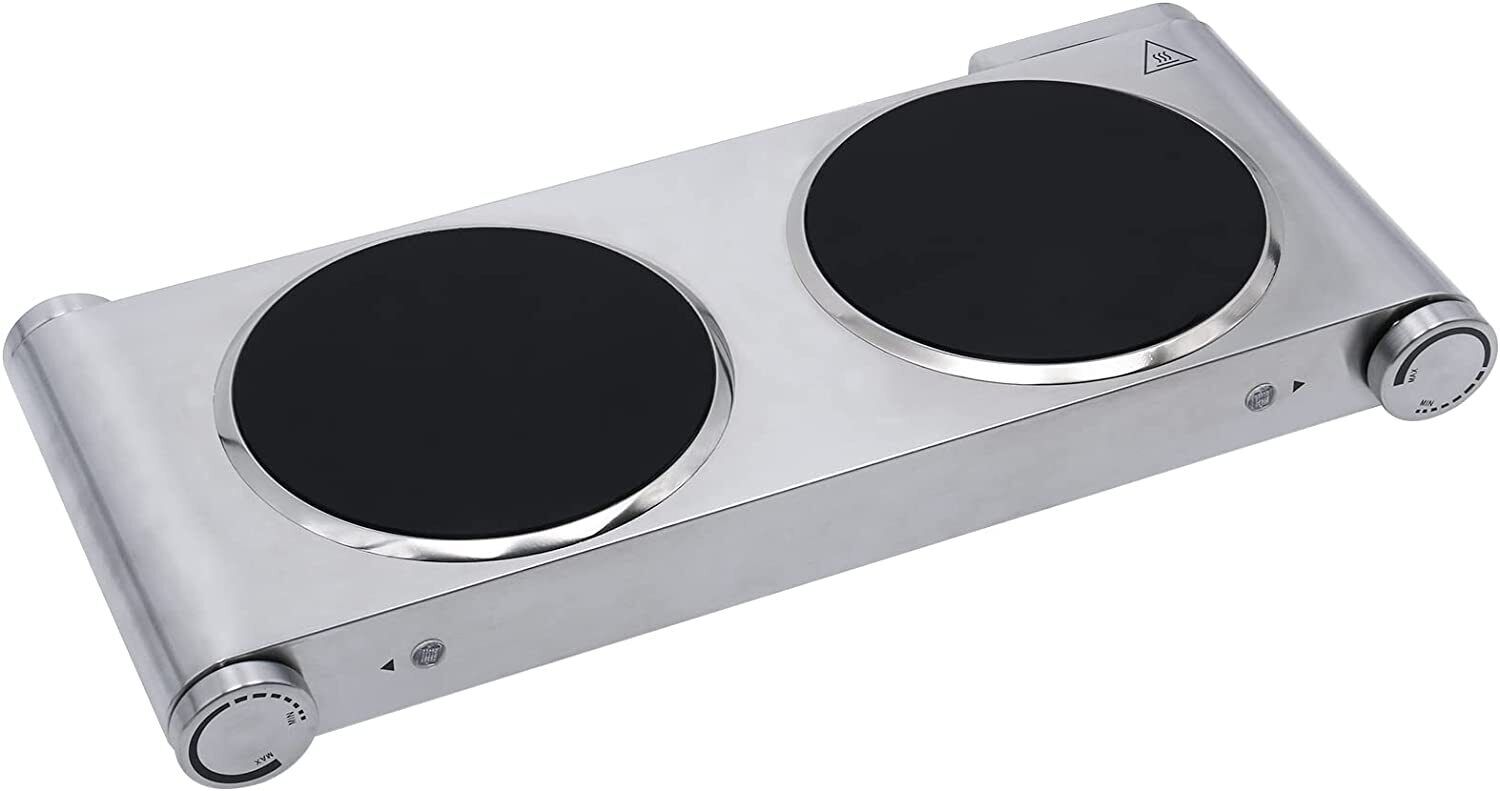1800W Ceramic Burner Electric Hot Plate Dual Control Infrared Countertop Cooktop - Fresh Stock Dated October 2025