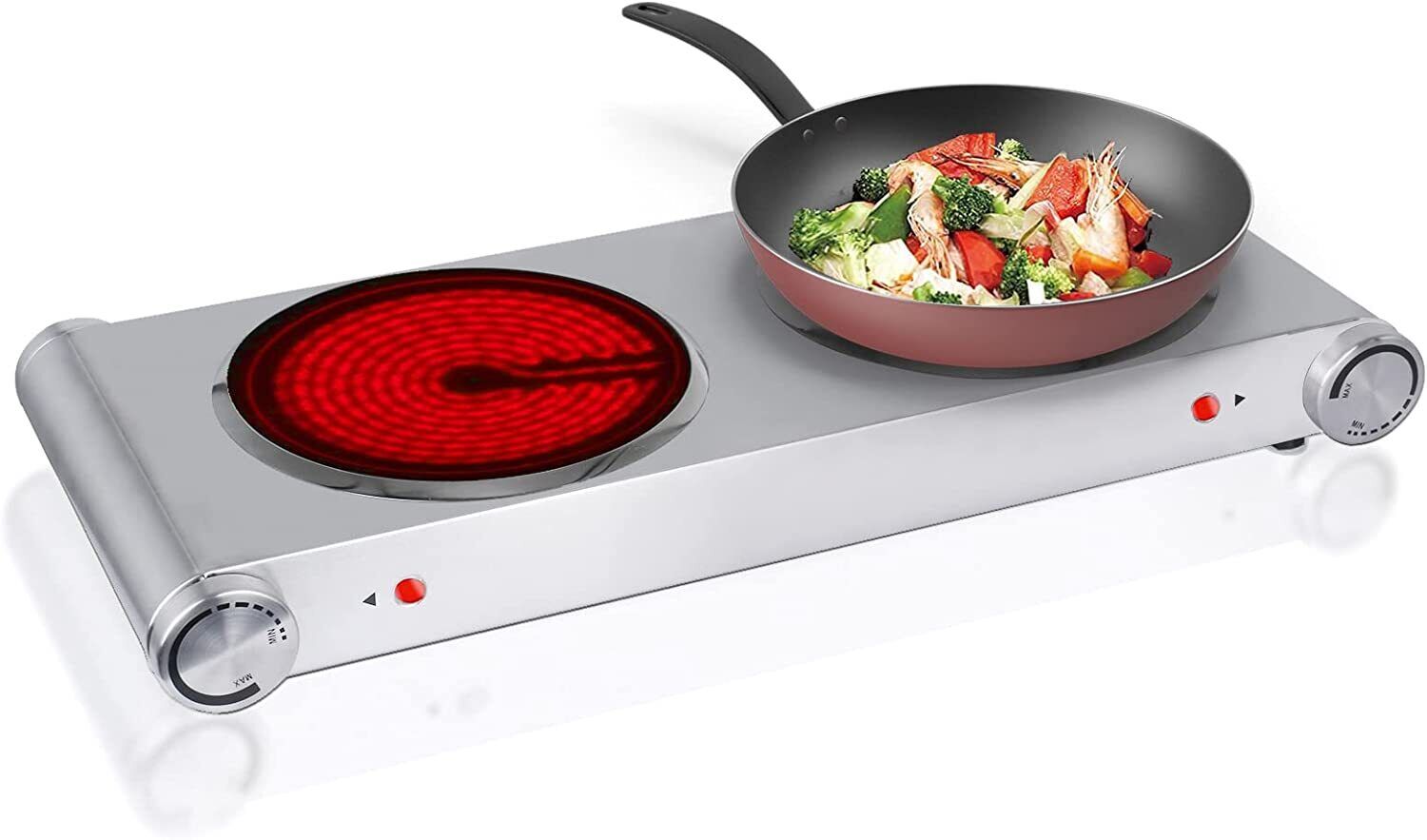 1800W Ceramic Burner Electric Hot Plate Dual Control Infrared Countertop Cooktop - Fresh Stock Dated October 2025