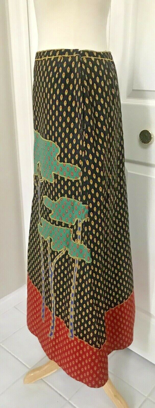 Vintage Anne Klein Appliqué A-Line Midi Skirt Boho Folk Cottagecore 26” Waist - Fresh Stock Dated October 2025