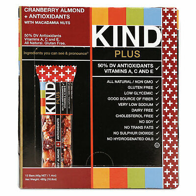 KIND Plus Nutrition Boost Bar Cranberry Almond and Antioxidants 1.4 oz 12/Box - Fresh Stock Dated October 2025