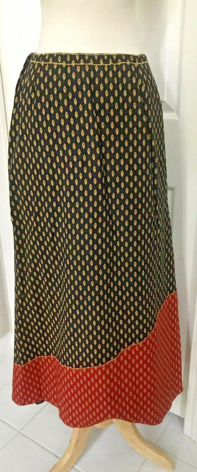 Vintage Anne Klein Appliqué A-Line Midi Skirt Boho Folk Cottagecore 26” Waist - Fresh Stock Dated October 2025