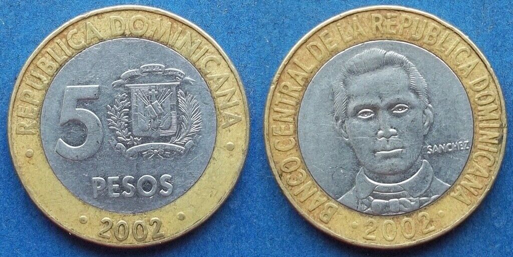 DOMINICAN REPUBLIC - 5 pesos 2002 KM# 89 bi-metallic - Edelweiss Coins - Fresh Stock Dated October 2025