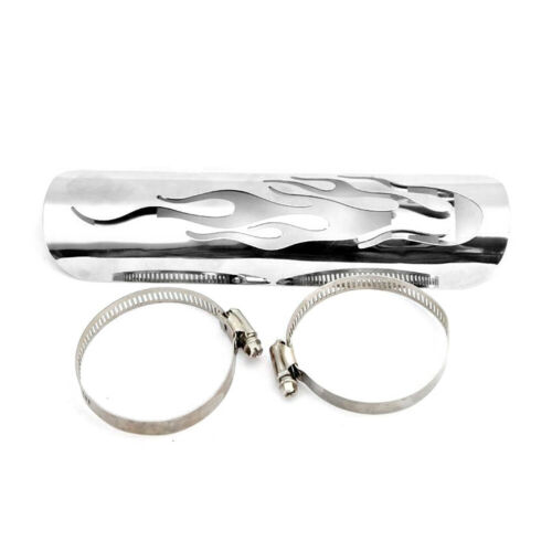 Motorcycle Exhaust Muffler Pipe Heat Shield Cover Heel Guard Universal Chrome - Fresh Stock Dated October 2025