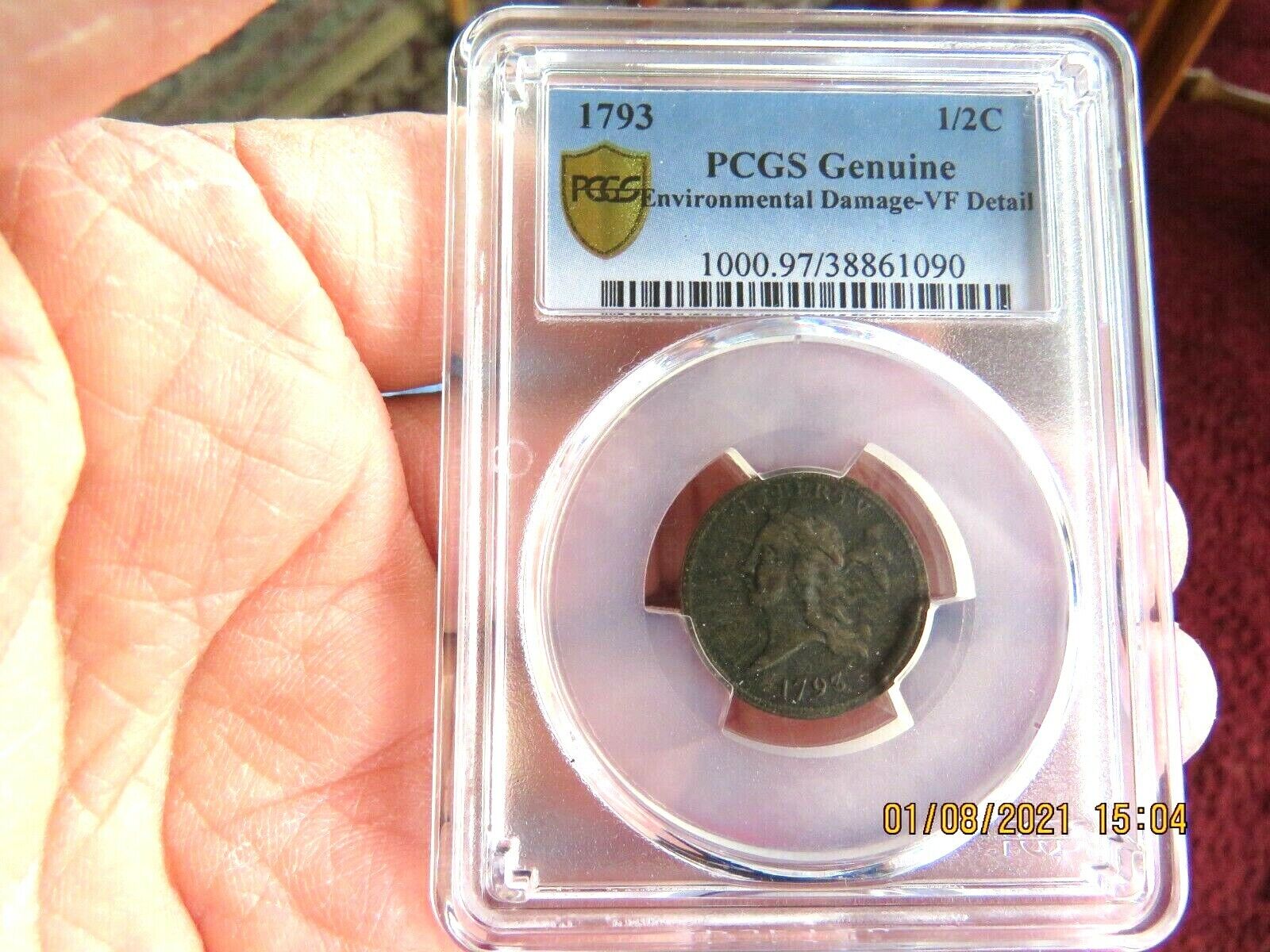 1793 HALF CENT PCGS VF Detail Looks XF First Mint Issue C1 - Fresh Stock Dated October 2025