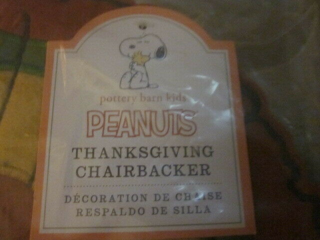 S/4 Pottery Barn Kids Peanuts Woodstock Turkey Thanksgiving Chairbacker NO MONO - Fresh Stock Dated October 2025