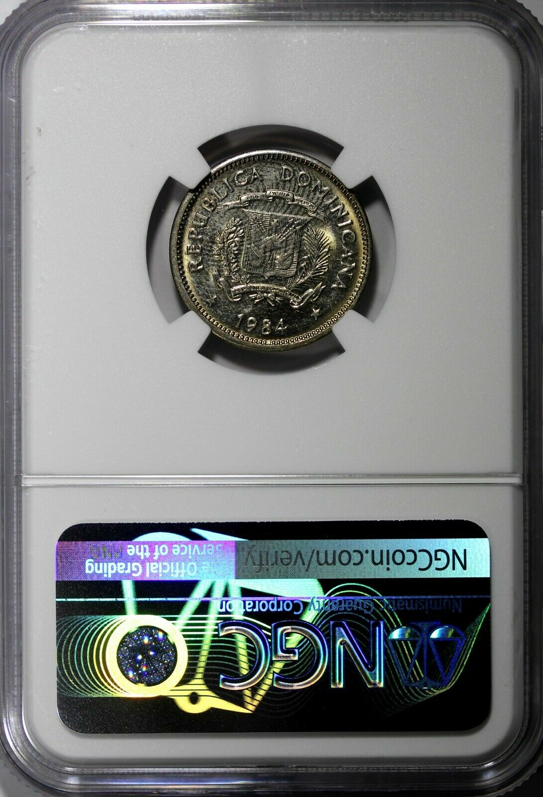 DOMINICAN REPUBLIC 1984 MO 5 Centavos NGC MS63 Sanchez and Mella KM# 59 (054) - Fresh Stock Dated October 2025