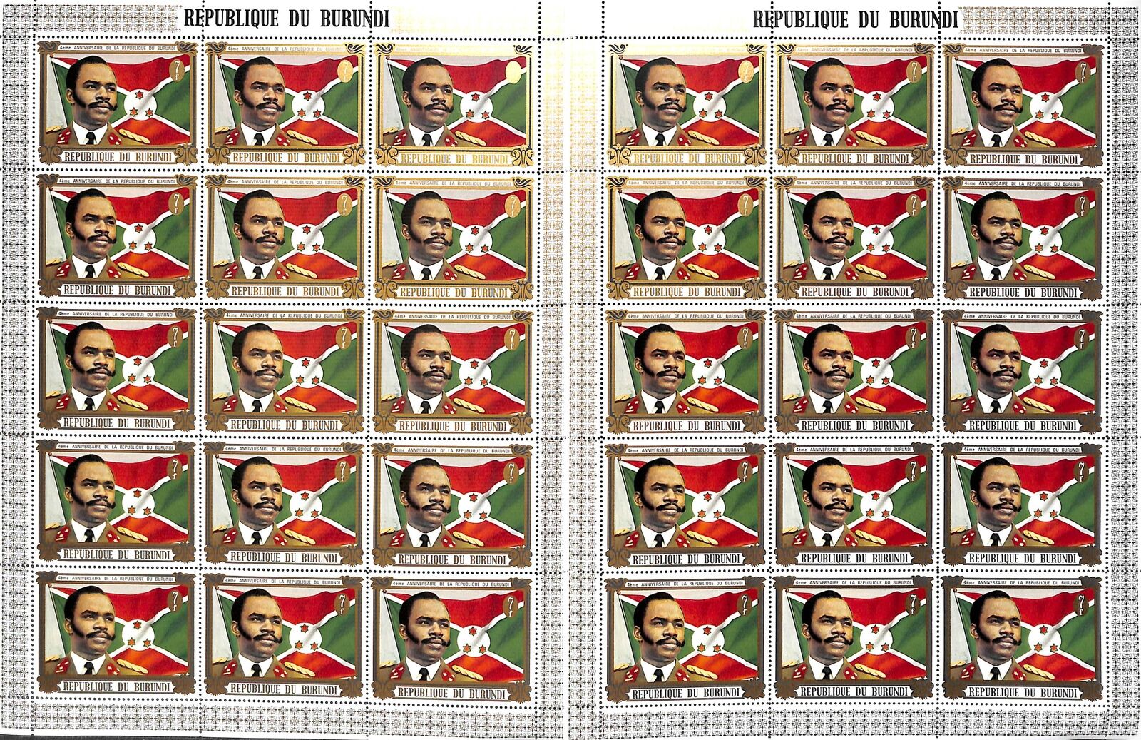 [OP1373] Burundi lot of 6x 3 sheets very fine MNH - Fresh Stock Dated October 2025