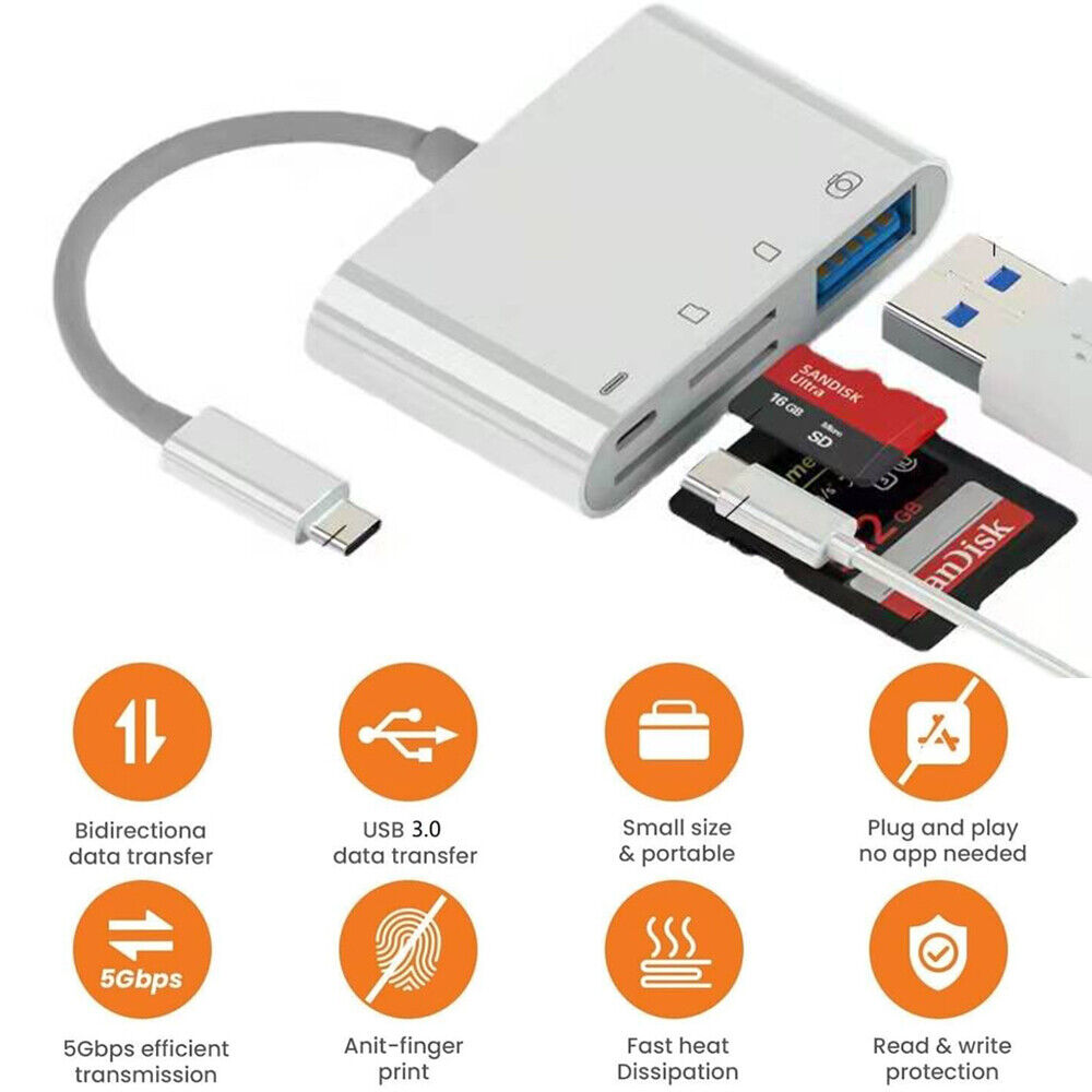 For Apple iPhone 15 Pro Max Plus USB Stick SD TF Card Reader Type C OTG Adapter - Fresh Stock Dated October 2025