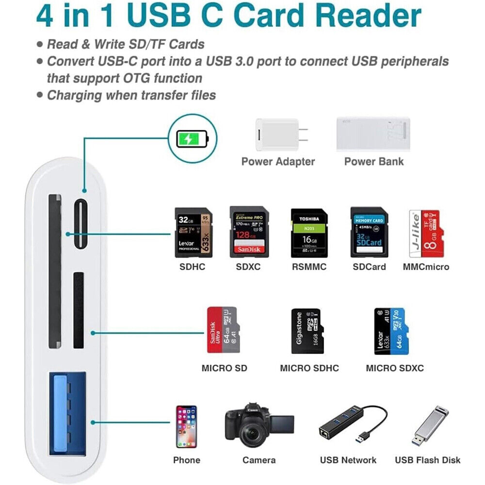 For Apple iPhone 15 Pro Max Plus USB Stick SD TF Card Reader Type C OTG Adapter - Fresh Stock Dated October 2025