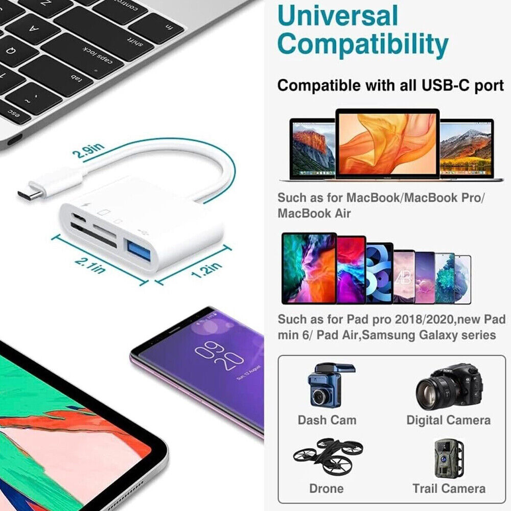 For Apple iPhone 15 Pro Max Plus USB Stick SD TF Card Reader Type C OTG Adapter - Fresh Stock Dated October 2025