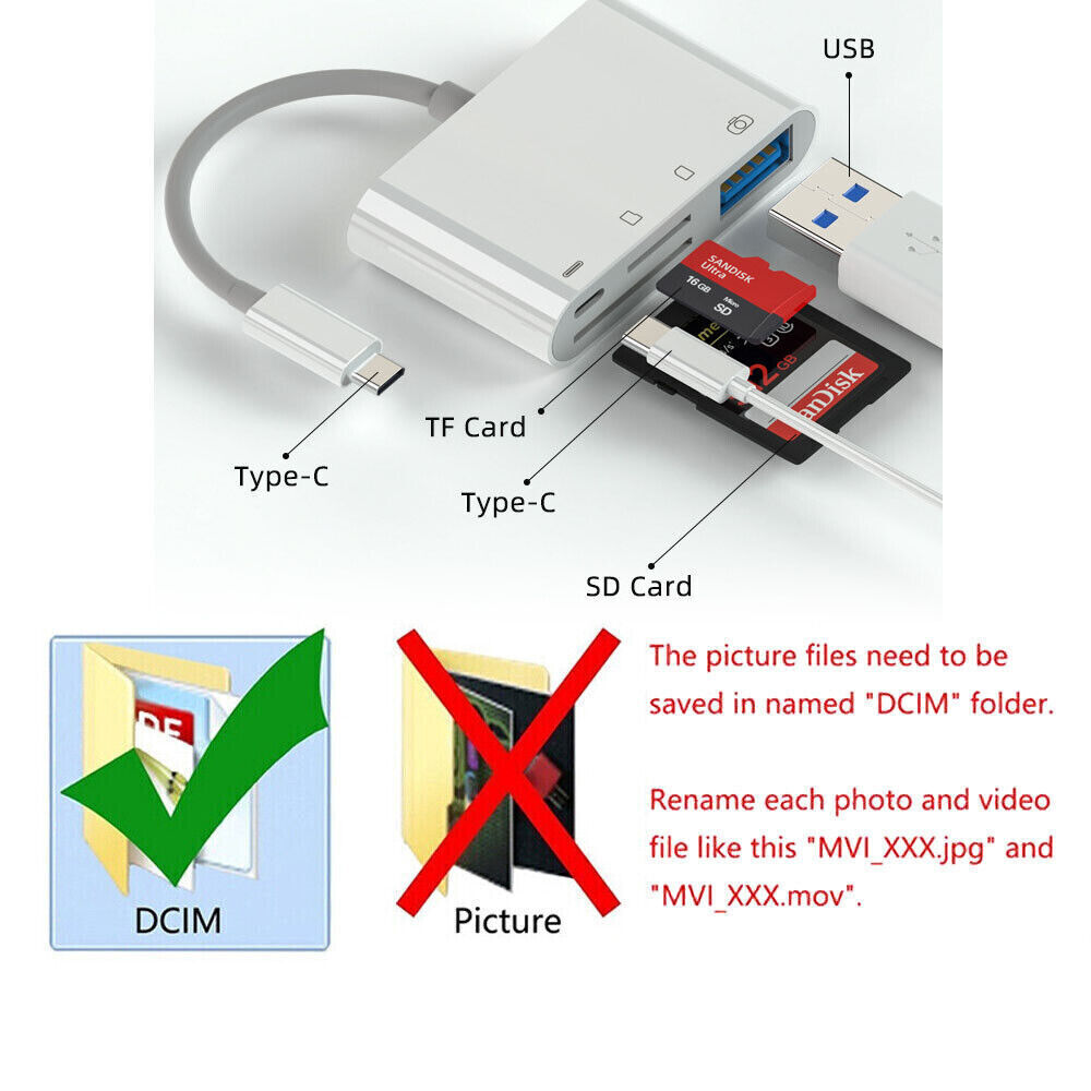 For Apple iPhone 15 Pro Max Plus USB Stick SD TF Card Reader Type C OTG Adapter - Fresh Stock Dated October 2025