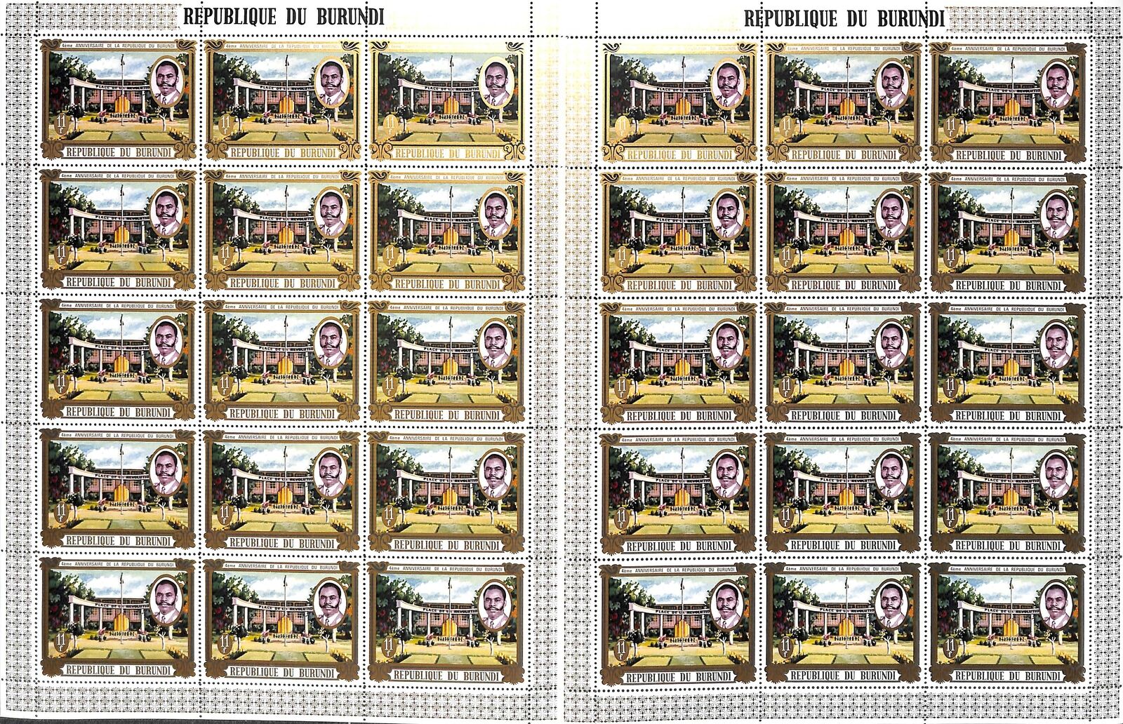 [OP1373] Burundi lot of 6x 3 sheets very fine MNH - Fresh Stock Dated October 2025