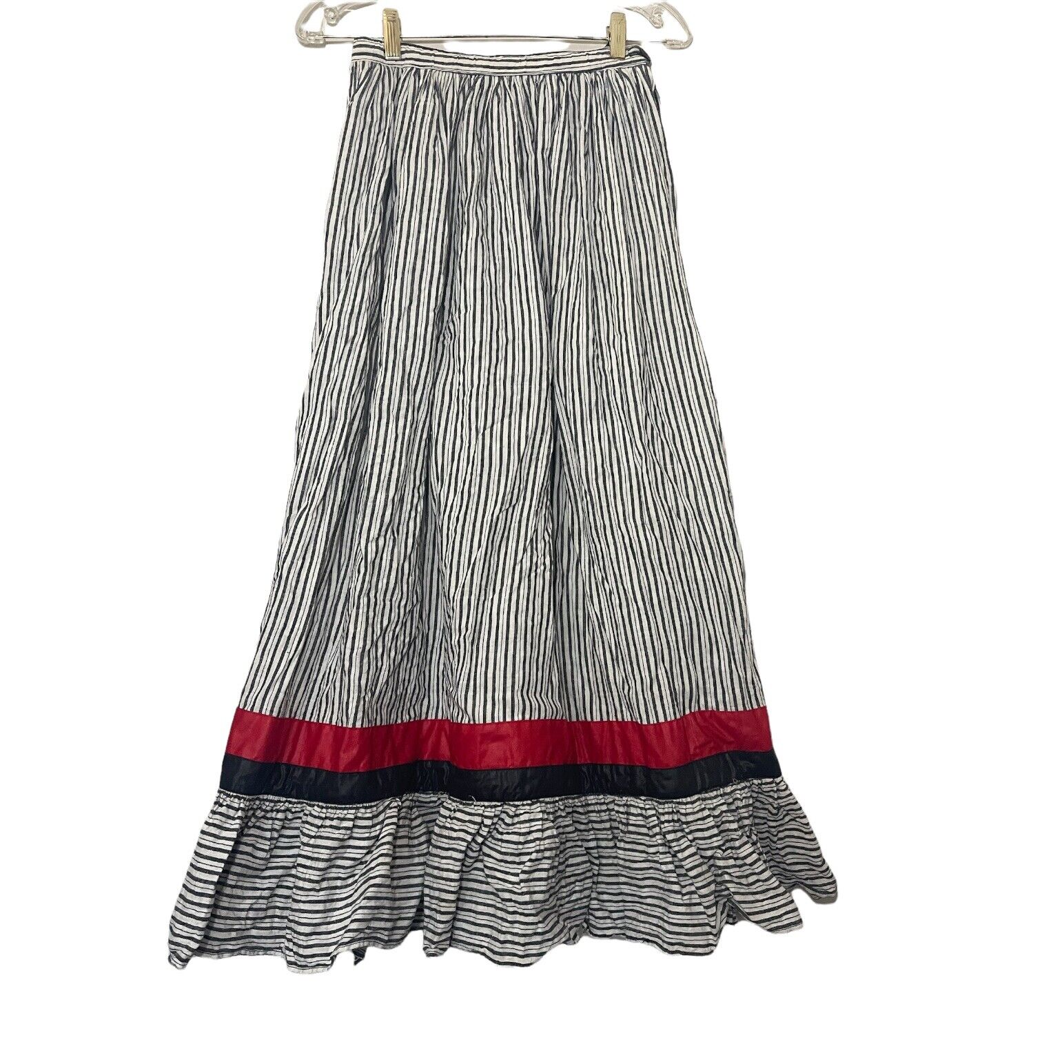 Vintage 1970’s The Beene Bag Long Striped Ruffled Prairie Skirt: Size XS - Fresh Stock Dated October 2025