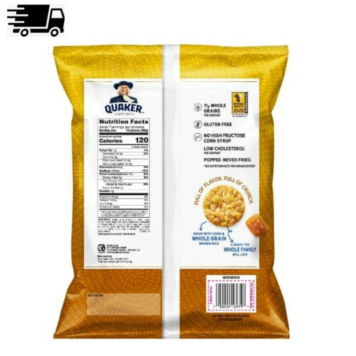 Quaker Rice Crisps Caramel Corn 7.04 Oz Bag - Fresh Stock Dated October 2025