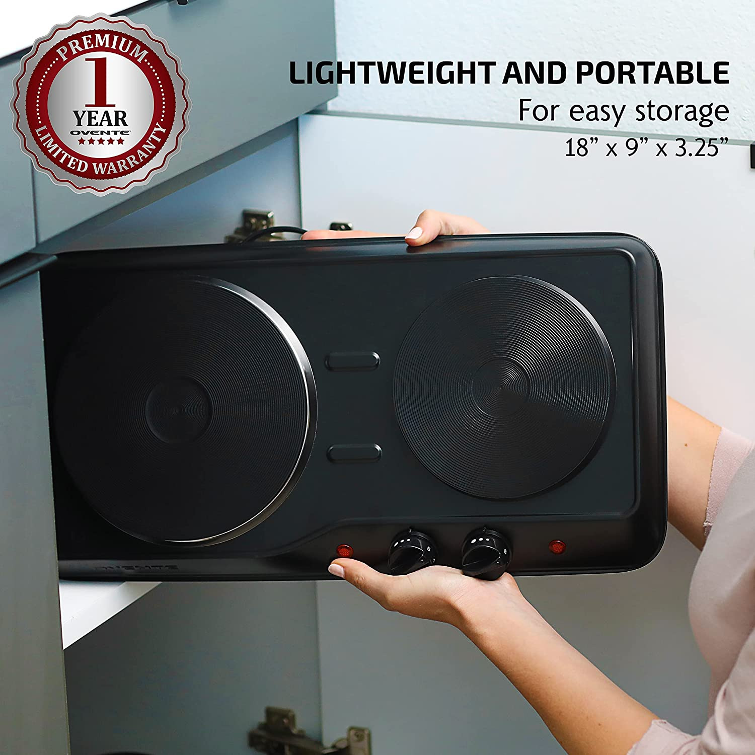 Double Cast Iron Burner 7 & 6 Inch Hot Plates, 1700W Electric Countertop - Fresh Stock Dated October 2025