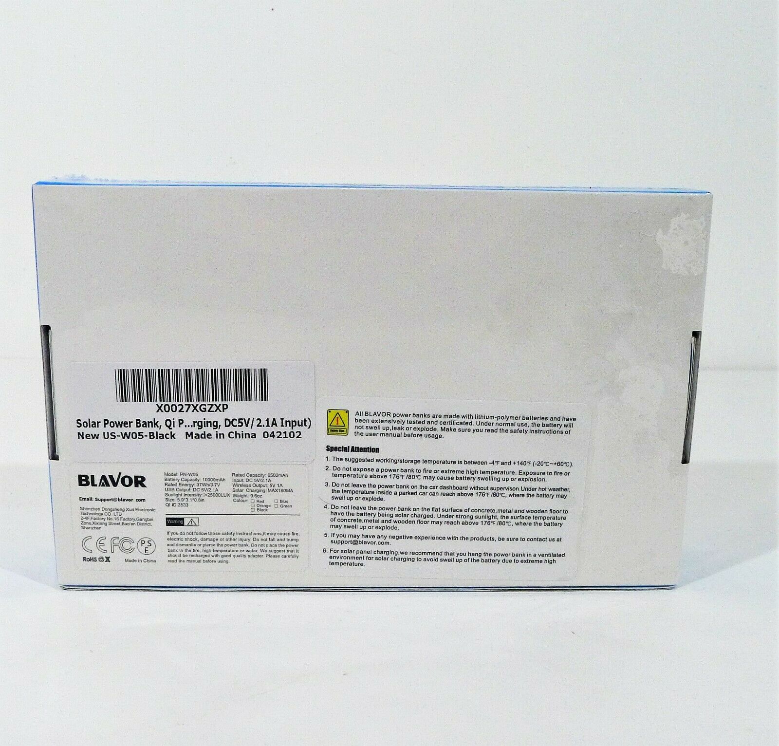 Solar Power Bank Qi Portable Charger 10,000mAh External Battery Pack PN-W05 NEW - Fresh Stock Dated October 2025
