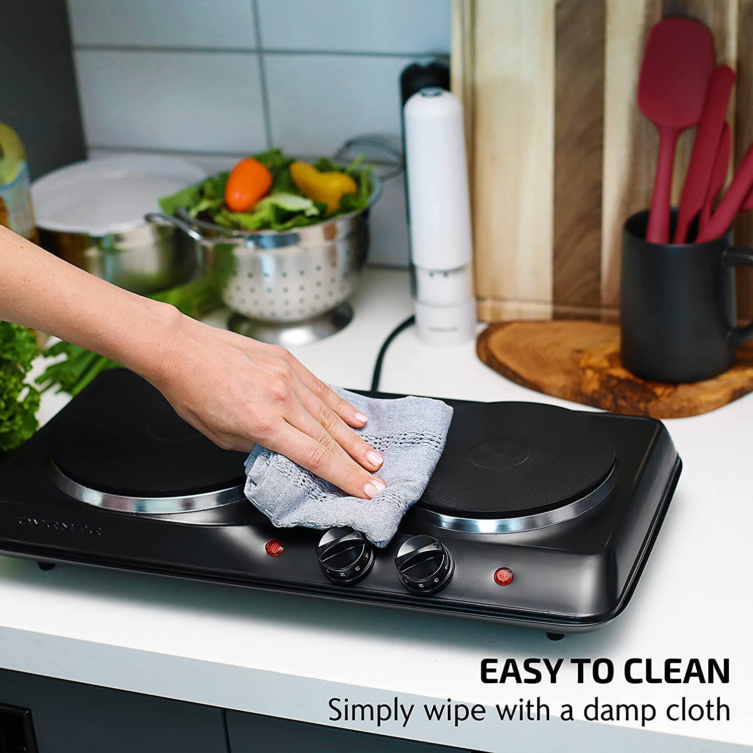 Double Cast Iron Burner 7 & 6 Inch Hot Plates, 1700W Electric Countertop - Fresh Stock Dated October 2025
