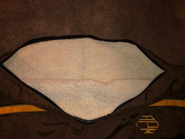 BROWN & GOLD FLEECE LINED ENGLISH SADDLE BAG CARRIER COVER 28 X 42 WITH HANDLE - Fresh Stock Dated October 2025