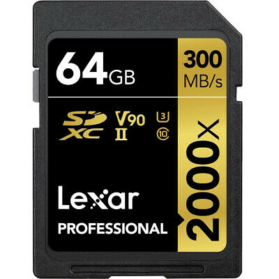 Lexar Professional 2000x 64GB SDXC Memory Card 2-Pack+Editing Suite & 64GB Drive - Fresh Stock Dated October 2025