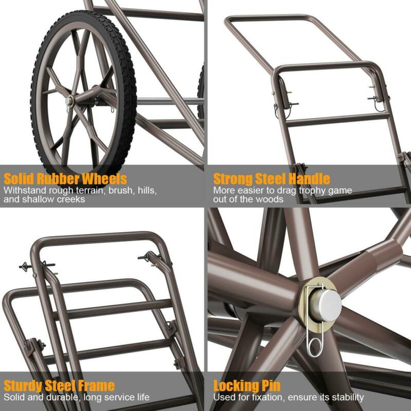Outdoor Deer Cart 500lb Game Hauler Utility Gear Dolly Hunting Accessories Black - Fresh Stock Dated October 2025