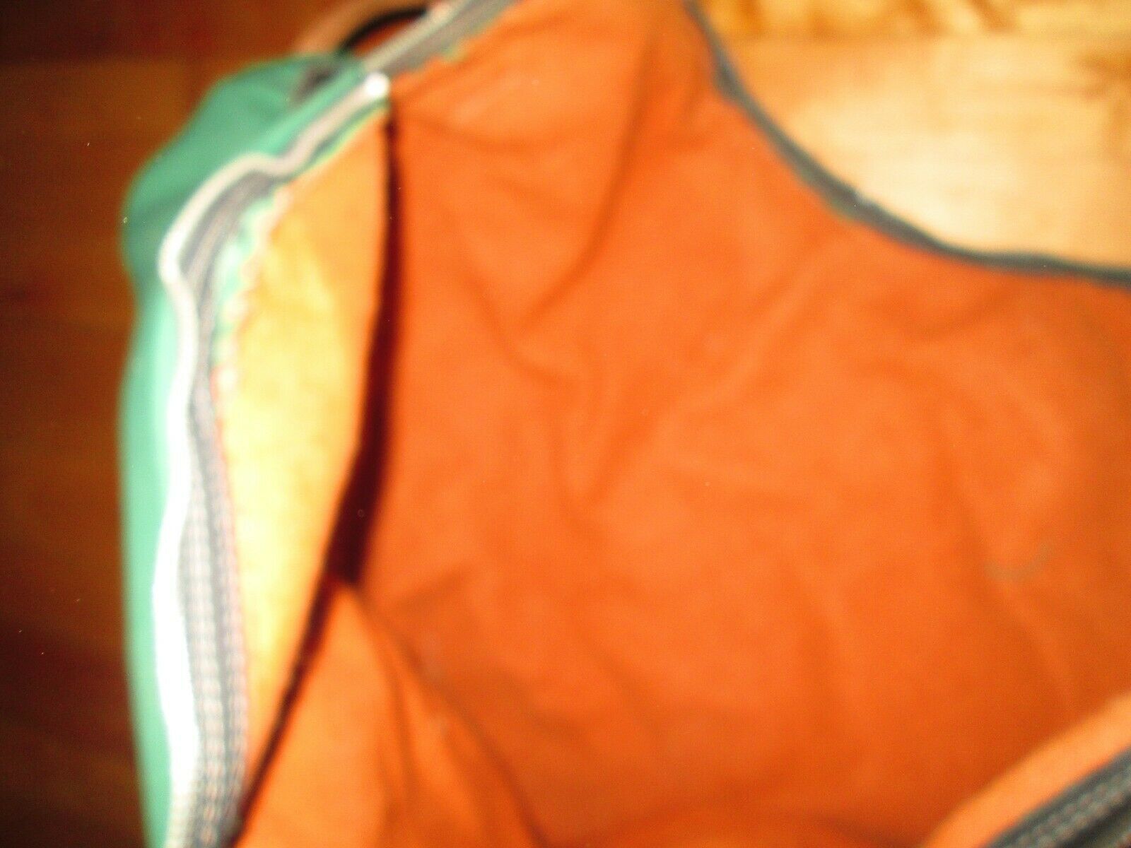 english saddle carrier, lined with leather handles, zipper closure, green - Fresh Stock Dated October 2025