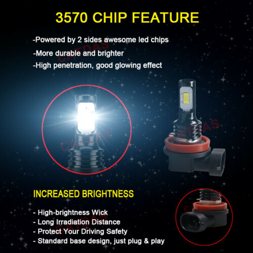 For 2011-2020 Suzuki GSXR 600 & 750 6000K LED Headlight Bulbs High Low Beam Kit - Fresh Stock Dated October 2025