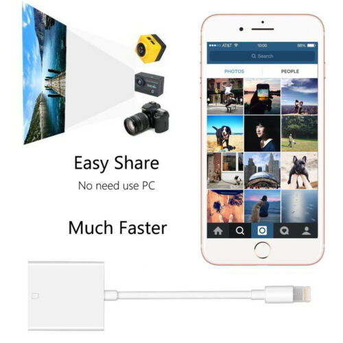 Camera Reader to SD Card Adapter For iOS 9.2 iPhone 6 7 8 11 XS iPad - Fresh Stock Dated October 2025