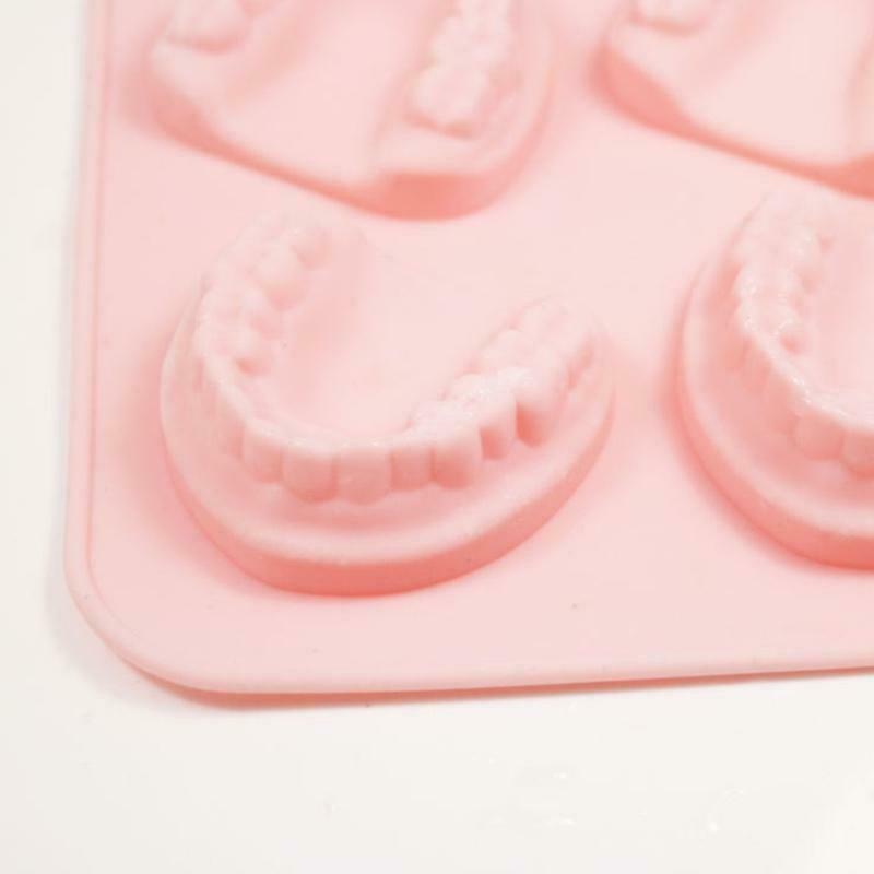 4 Hole Denture Teeth Shaped Ice Cube Mold Silicone Ice Tray DIY Ice Cream Mould - Fresh Stock Dated October 2025