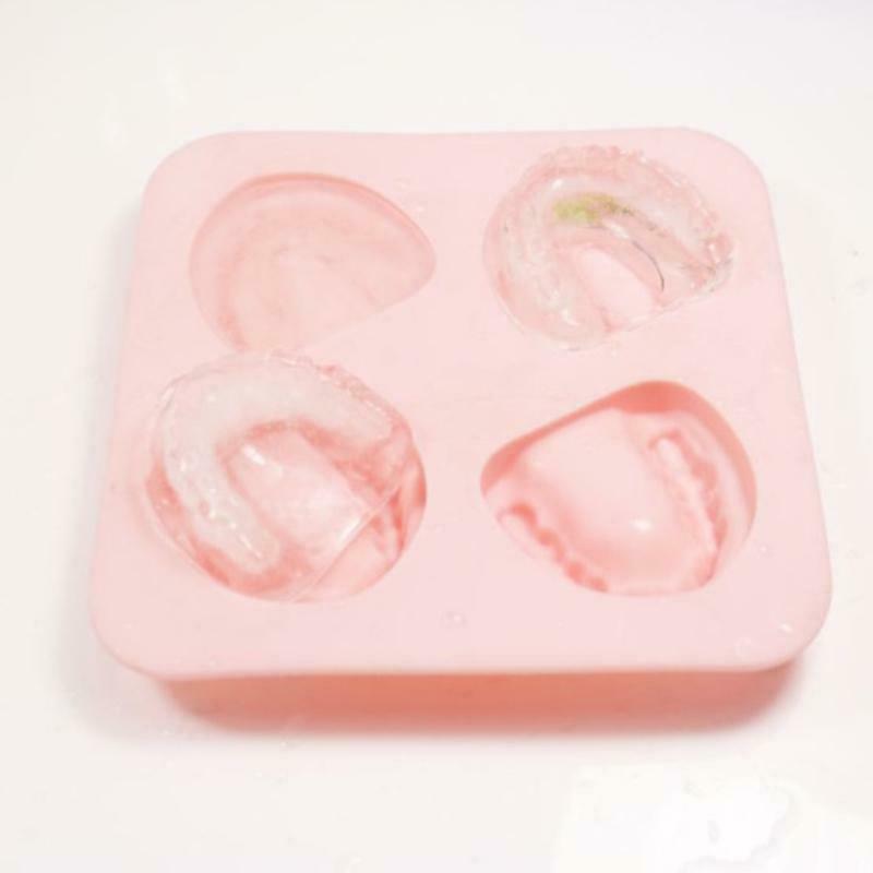 4 Hole Denture Teeth Shaped Ice Cube Mold Silicone Ice Tray DIY Ice Cream Mould - Fresh Stock Dated October 2025