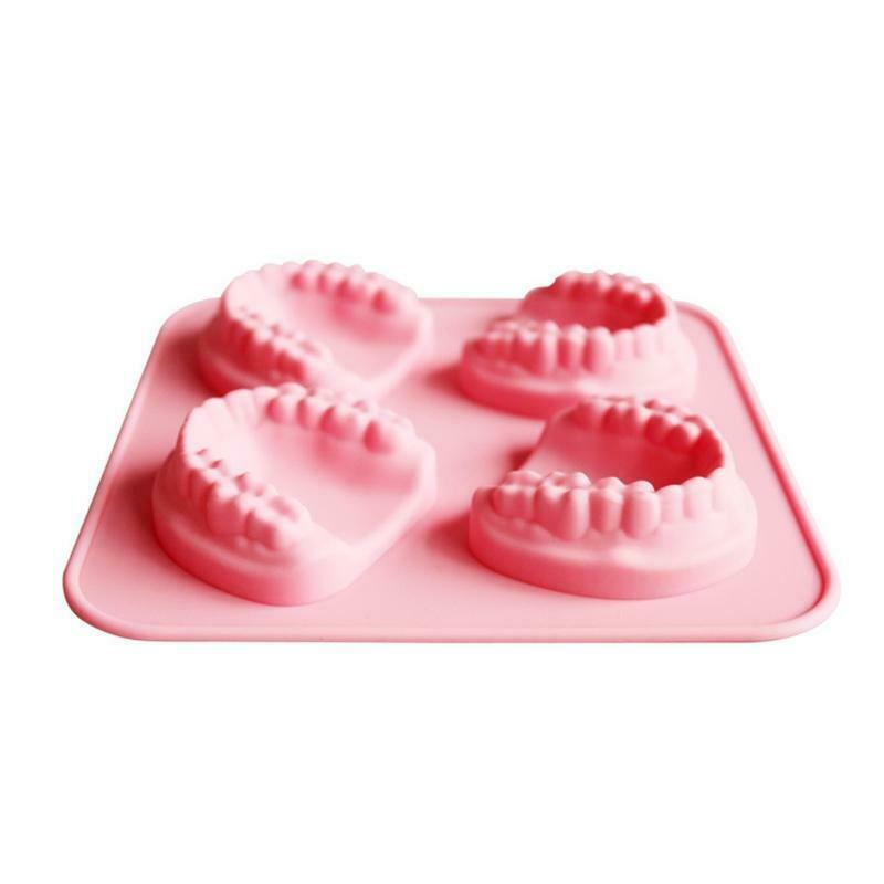 4 Hole Denture Teeth Shaped Ice Cube Mold Silicone Ice Tray DIY Ice Cream Mould - Fresh Stock Dated October 2025