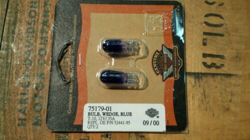 Harley Davidson Blue Indicator Bulb 75179-01 12V .35A REPL 52441-95 T-10 OEM NOS - Fresh Stock Dated October 2025