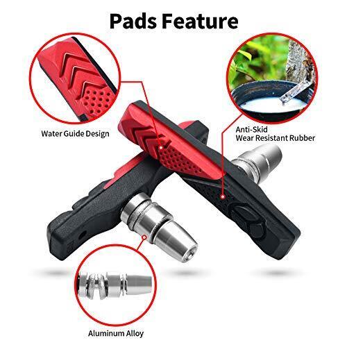 RUJOI 2 Pairs Bike Brake Pads Set,72mm V Brake Shoes with Hex Nuts and Washers, - Fresh Stock Dated October 2025