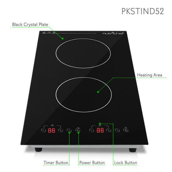 NUTRICHEF Dual Induction Cooktop, Countertop Burner w Digital Display, PKSTIND52 - Fresh Stock Dated October 2025
