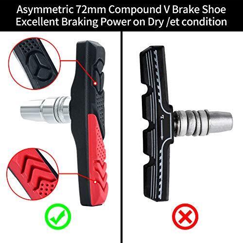RUJOI 2 Pairs Bike Brake Pads Set,72mm V Brake Shoes with Hex Nuts and Washers, - Fresh Stock Dated October 2025