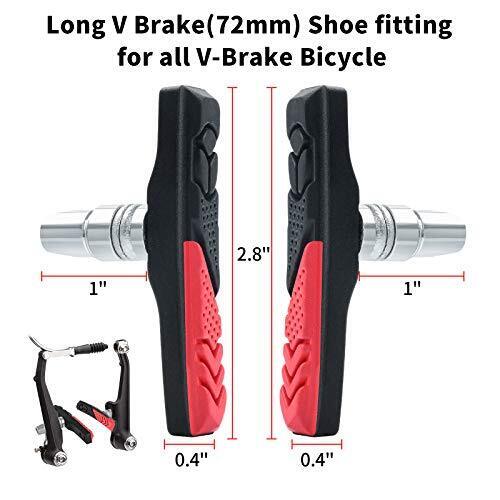 RUJOI 2 Pairs Bike Brake Pads Set,72mm V Brake Shoes with Hex Nuts and Washers, - Fresh Stock Dated October 2025