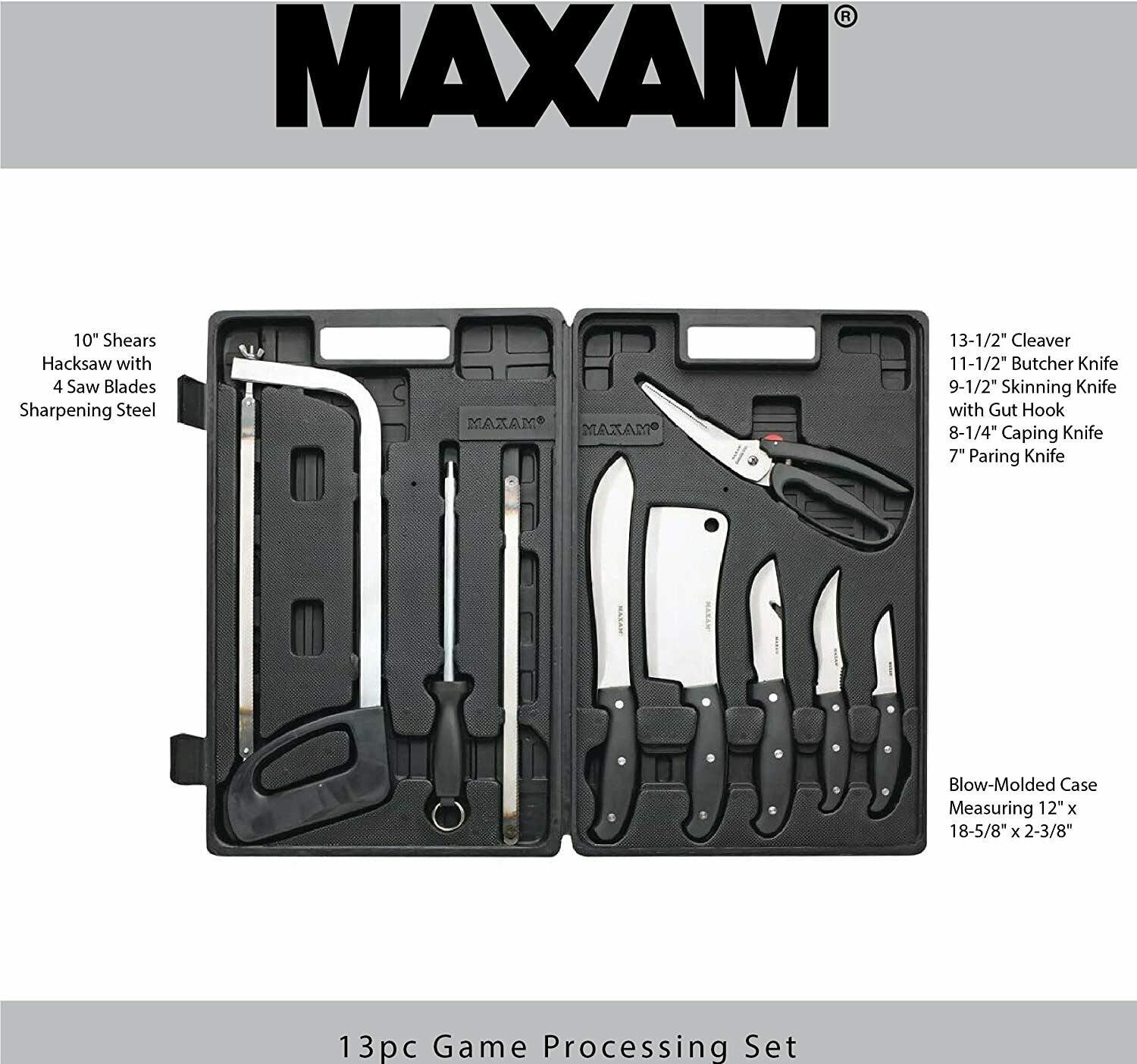 BUTCHER'S KNIFE SET 13pc Stainless Steel Hunter Process Game Skinning Fishing - Fresh Stock Dated October 2025