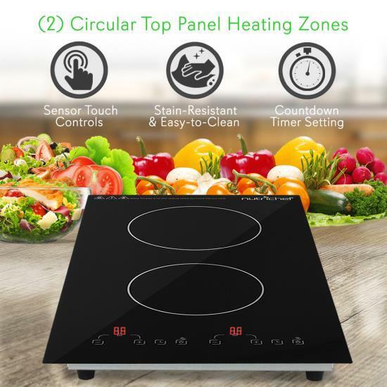 NUTRICHEF Dual Induction Cooktop, Countertop Burner w Digital Display, PKSTIND52 - Fresh Stock Dated October 2025