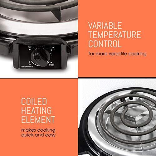 Single Countertop Coiled Burner, 1000 Watts Electric Hot Plate, Black - Fresh Stock Dated October 2025