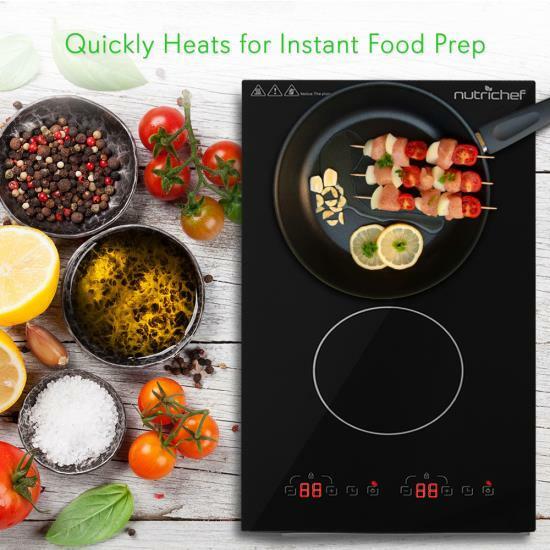 NUTRICHEF Dual Induction Cooktop, Countertop Burner w Digital Display, PKSTIND52 - Fresh Stock Dated October 2025