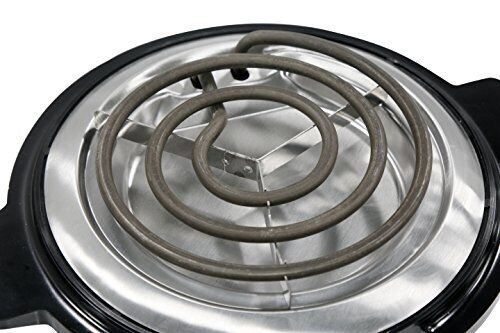Single Countertop Coiled Burner, 1000 Watts Electric Hot Plate, Black - Fresh Stock Dated October 2025