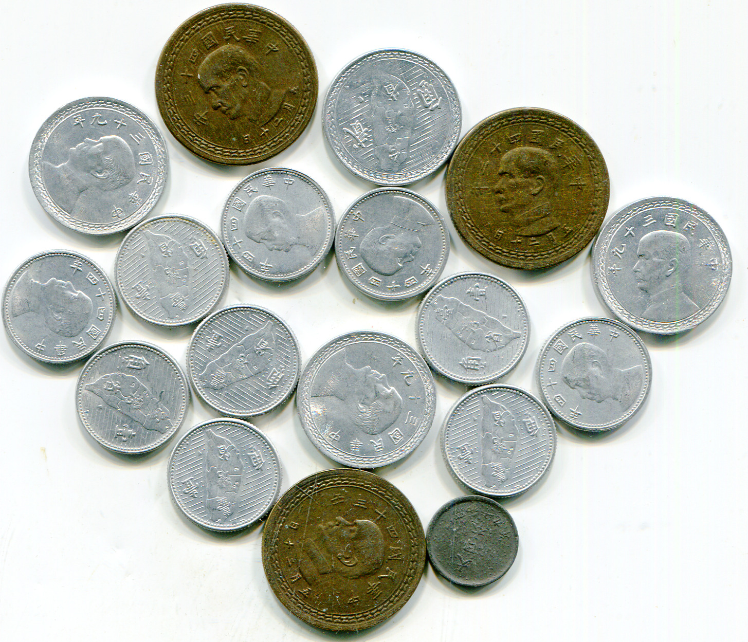 Taiwan lot of (17) vintage minor coins 1950-1954 all HG  lotdec7568 - Fresh Stock Dated October 2025