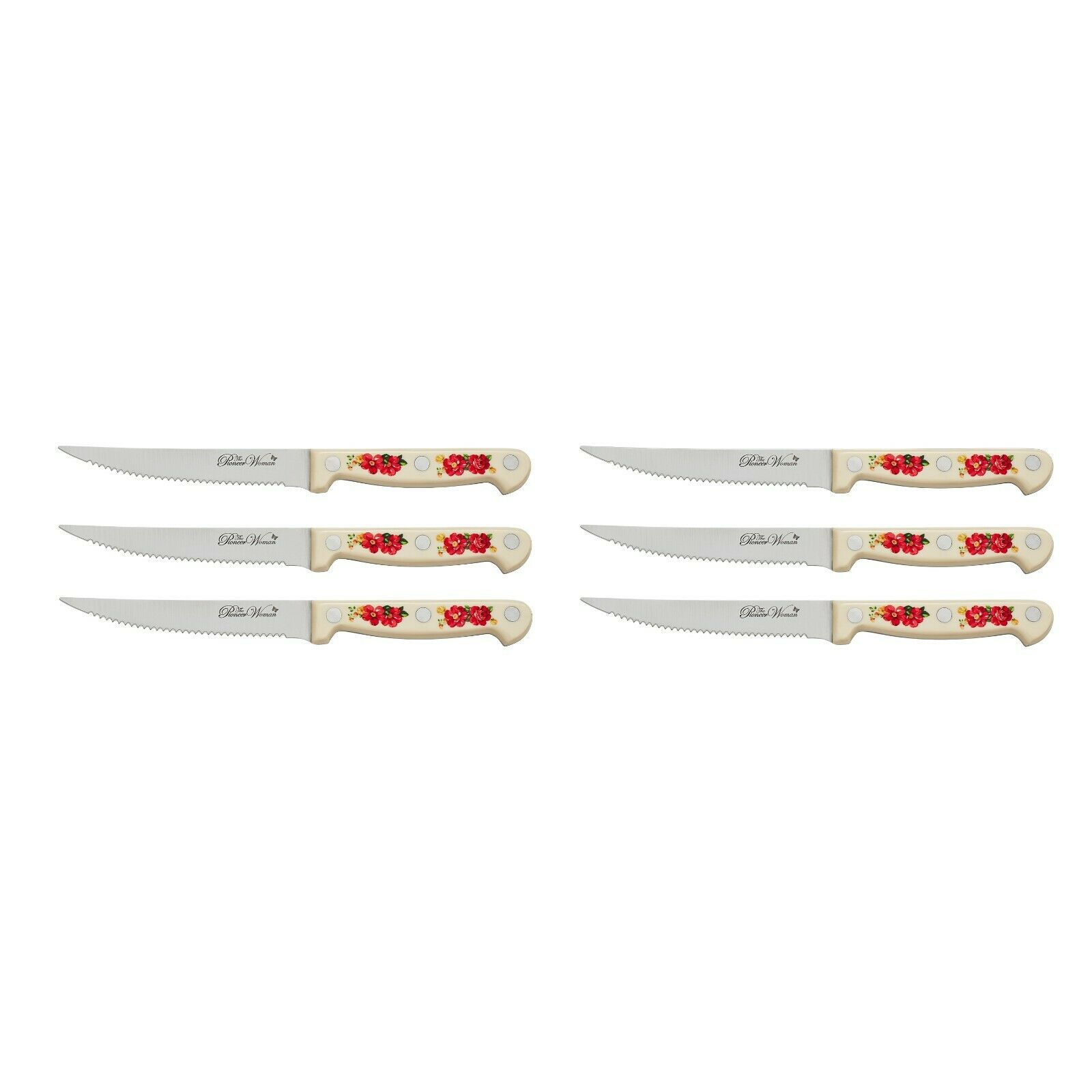 The Pioneer Woman Frontier 14-Piece Cutlery Set with Wood Block, Vintage Floral - Fresh Stock Dated October 2025