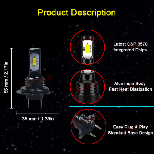 For 2011-2020 Suzuki GSXR 600 & 750 6000K LED Headlight Bulbs High Low Beam Kit - Fresh Stock Dated October 2025