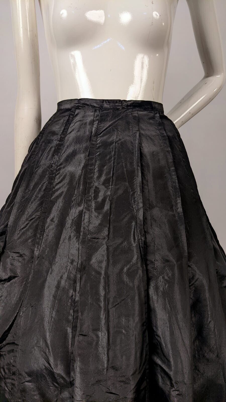 VICTORIAN BLACK SILK TAFFETA SKIRT W FULL VOLUME - Fresh Stock Dated October 2025