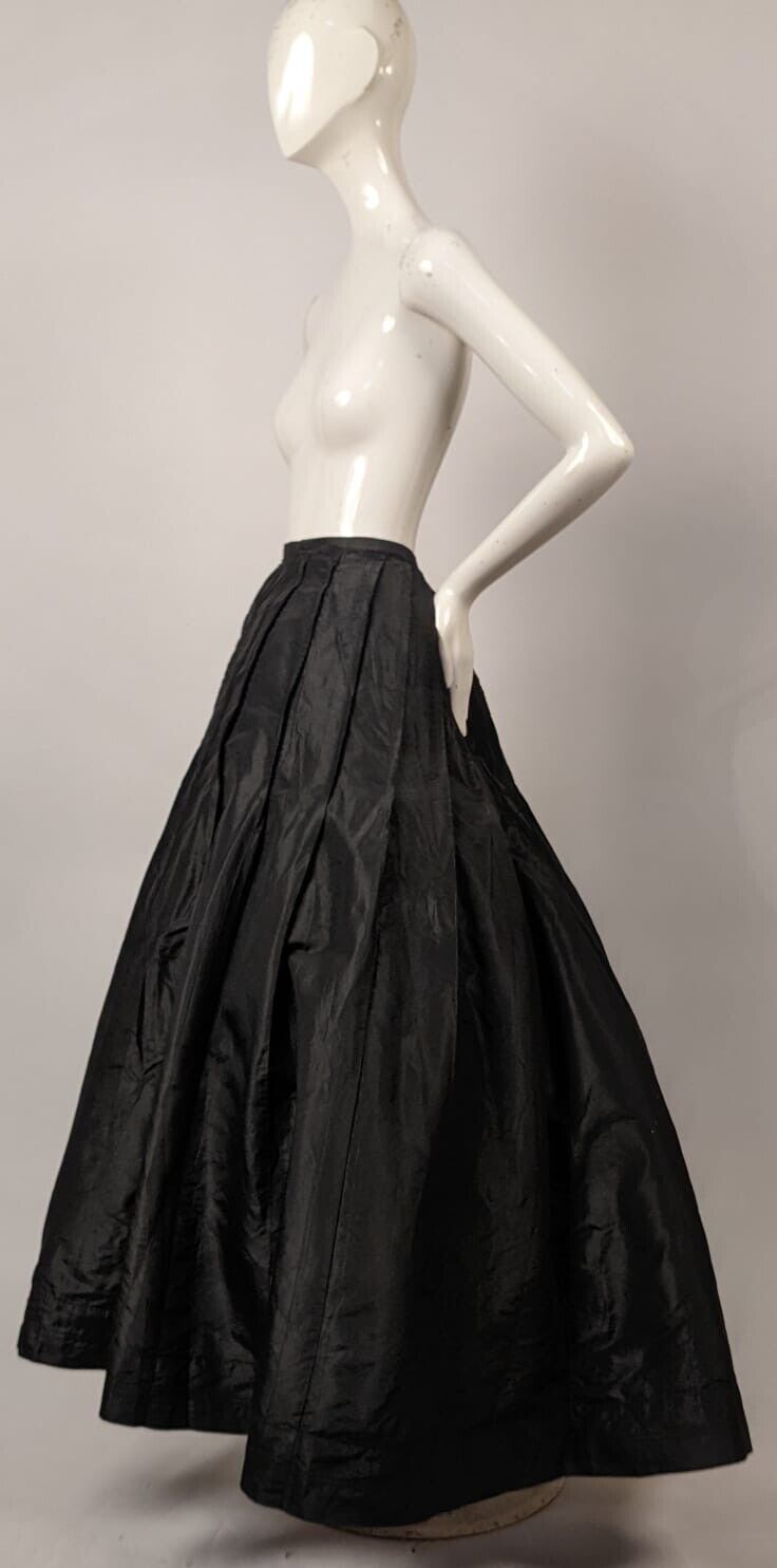 VICTORIAN BLACK SILK TAFFETA SKIRT W FULL VOLUME - Fresh Stock Dated October 2025