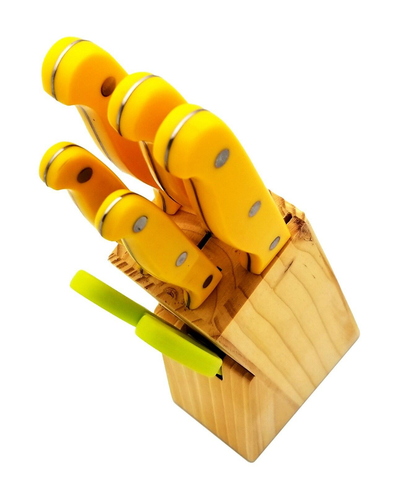 7 Pieces Kitchen Knife Set, 5 Knives, 1 Scissor, 1 Wooden Block - Fresh Stock Dated October 2025