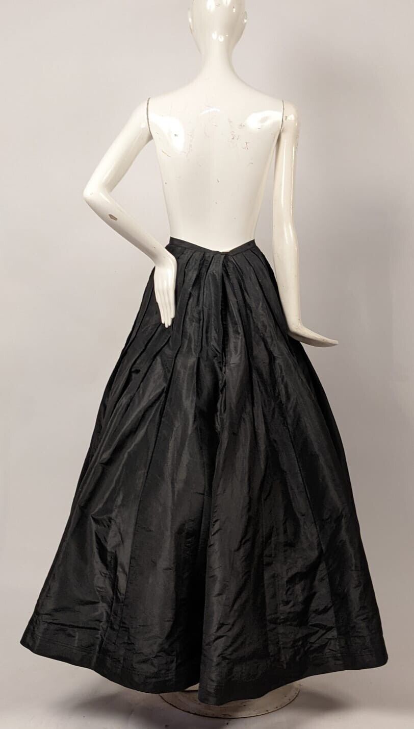 VICTORIAN BLACK SILK TAFFETA SKIRT W FULL VOLUME - Fresh Stock Dated October 2025