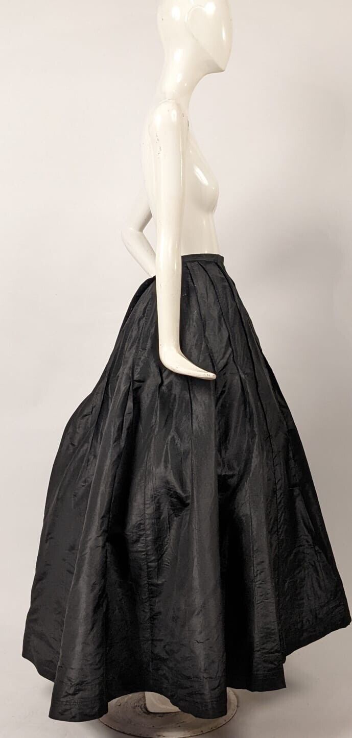 VICTORIAN BLACK SILK TAFFETA SKIRT W FULL VOLUME - Fresh Stock Dated October 2025