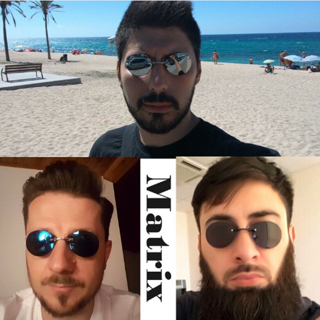 New 2018 Matrix Morpheus UV400 Sunglasses Just Frame Black Men Style Funny Round - Fresh Stock Dated October 2025